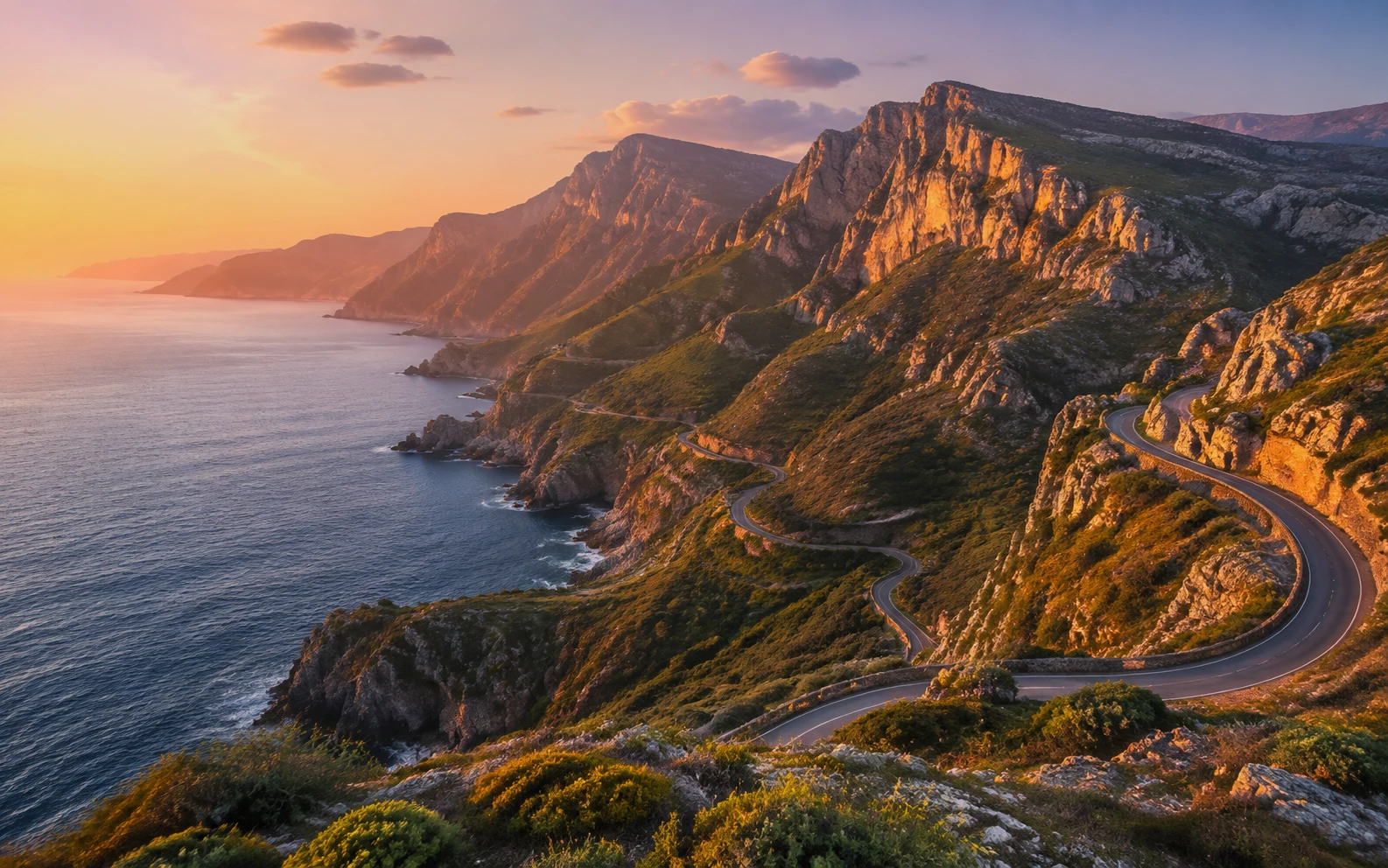 Coast road: original landscape artwork color-graded in Photo studio.
